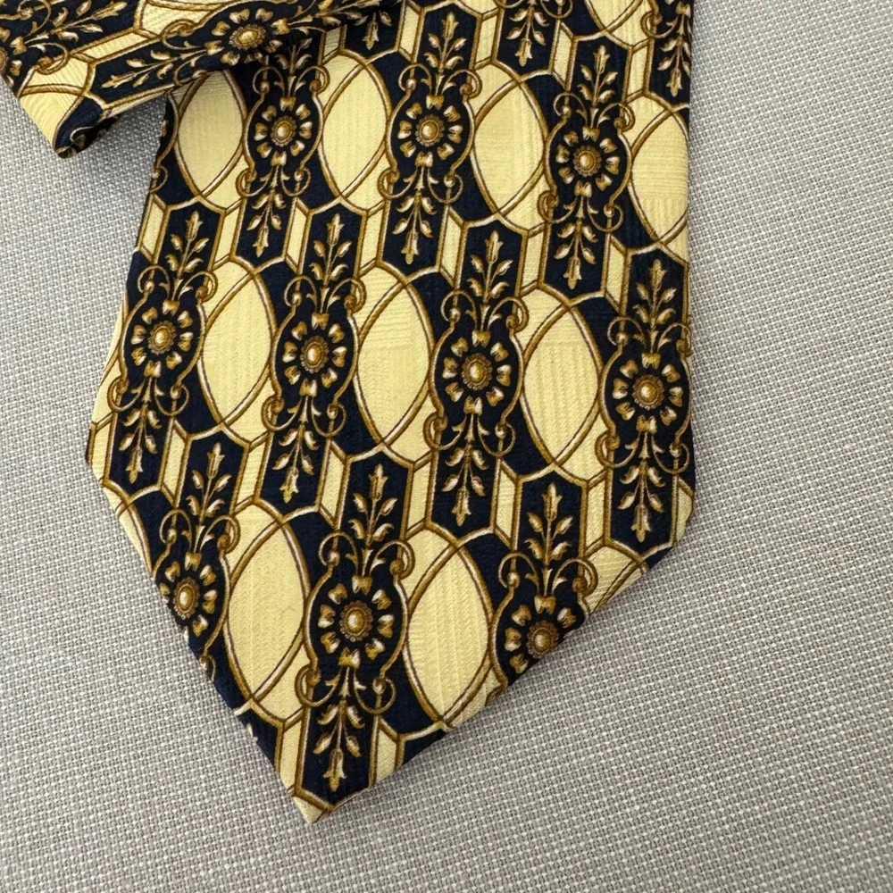Pierre Balmain Couture Silk‎ Tie Black/Gold/Tan